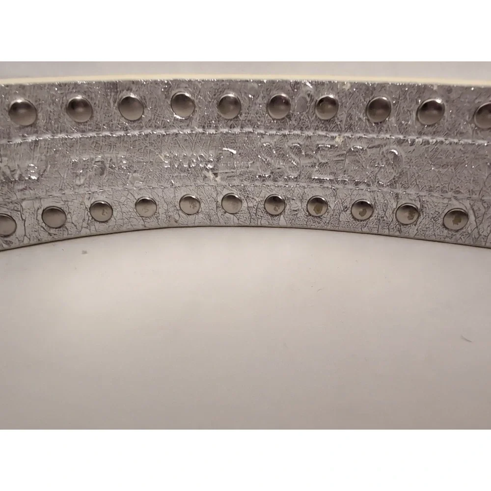 Guess‎ Off-White Belt With Rhinestones And Detailing Silver Buckle Small 40